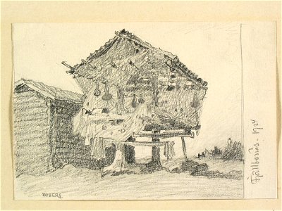 Lappland, Piteå lappmark, Arvidsjaurs sn., Fjällbonäs. Teckning av Ferdinand Boberg - Nordiska museet - NMA.0088286