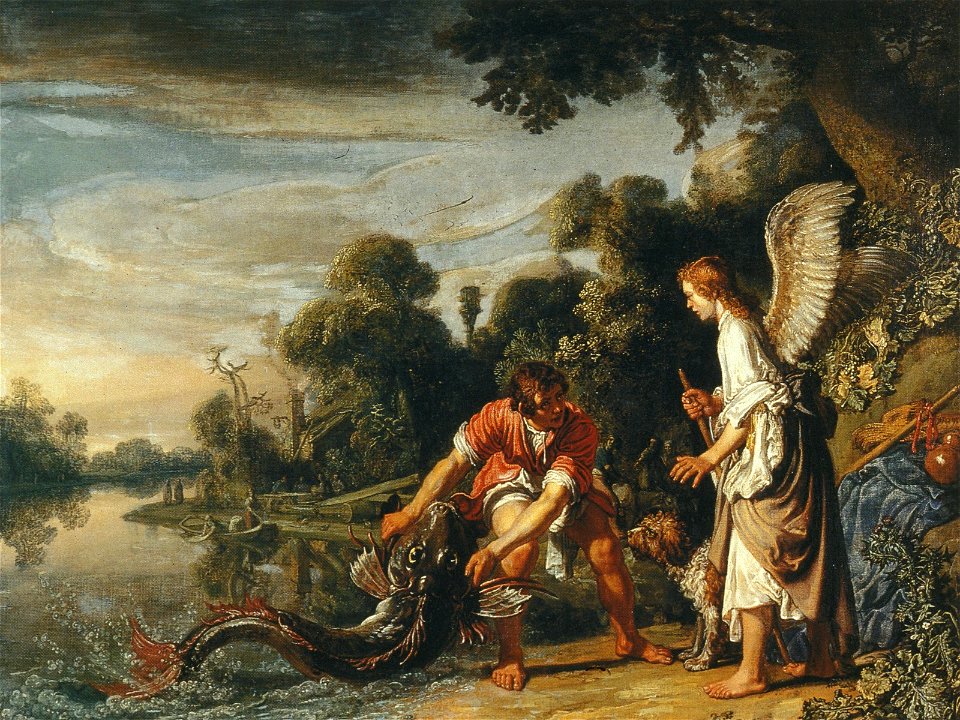 Pieter Lastman - Tobias vangt de vis