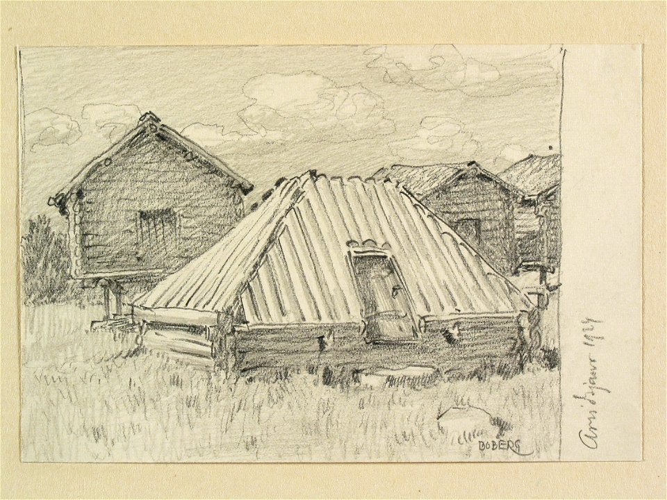 Lappland, Piteå lappmark, Arvidsjaurs sn., Arvidsjaur. Teckning av Ferdinand Boberg - Nordiska museet - NMA.0088274