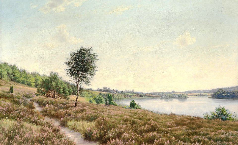 Adolph Larsen - Morgen først i September ved Thor Sø, Silkeborgegnen - 1919