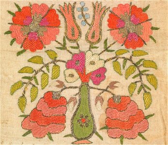 Large towel or bed cover, Turkey, 19th century, linen, silk, gilt thread, plain and supplemental weave and embroidery
