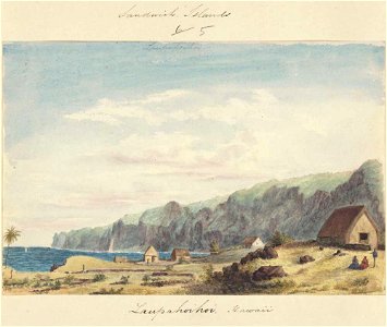 Laupahoihoi, Hawaii, Sandwich Islands, 1855, watercolour by James Gay Sawkins
