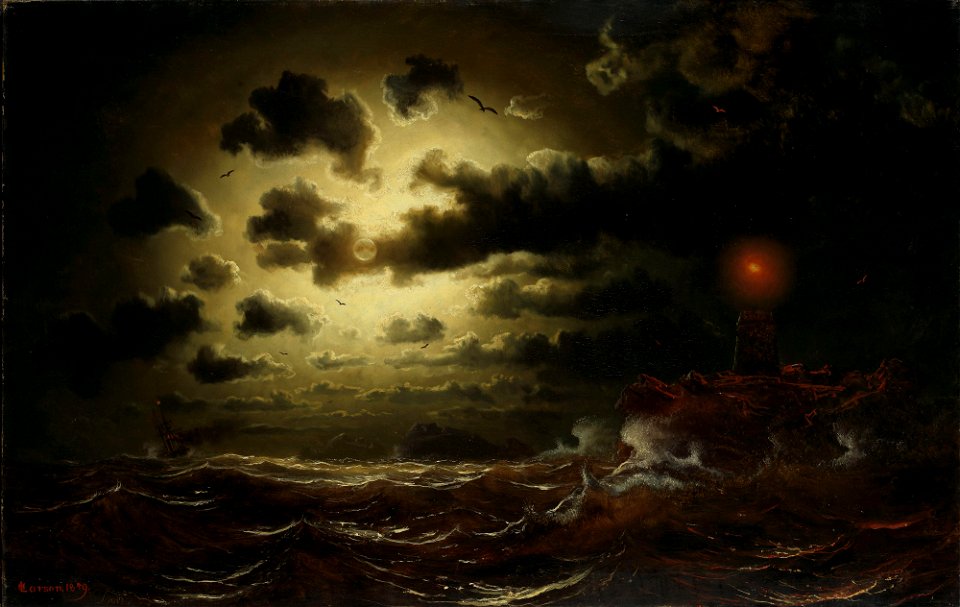 Simon Marcus Larson - Stormigt hav vid fyr - NG.M.04431 - National Museum of Art, Architecture and Design
