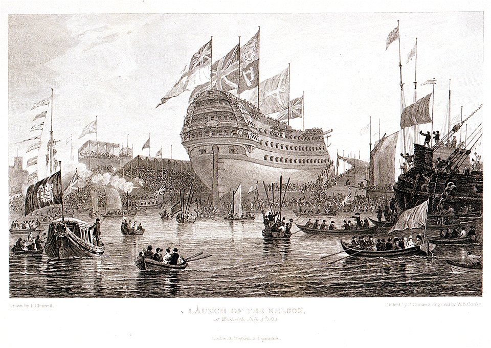 Launch of the Nelson at Woolwich, July 14th 1814 RMG PU6098