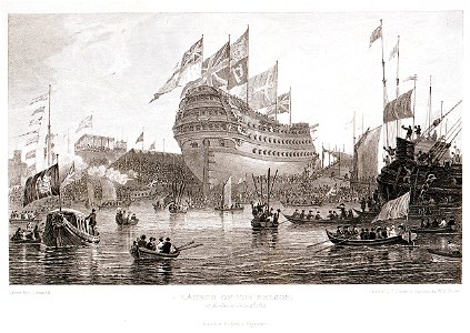 Launch of the Nelson at Woolwich, July 14th 1814 RMG PU6098