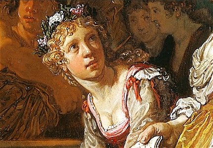 Lastman, Pieter - De offerstrijd tussen Orestes en Pylades - Detail flower dropping women