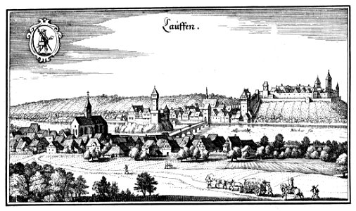 Lauffen am Neckar um 1640 De Merian Sueviae 149