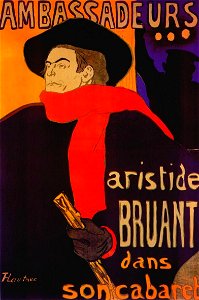Lautrec ambassadeurs, aristide bruant (poster) 1892. Free illustration for personal and commercial use.