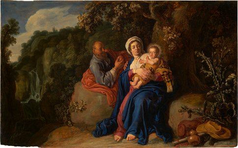 Pieter Lastman - The Rest on the Flight into Egypt (1620). Free illustration for personal and commercial use.