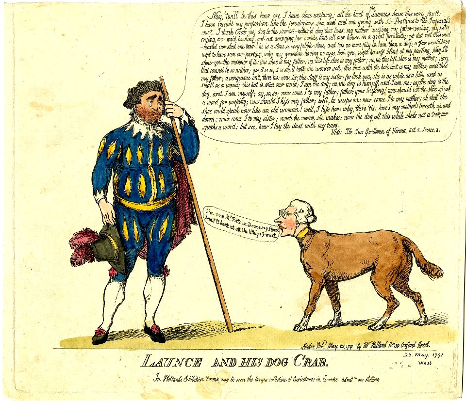 Launce and his dog Crab (BM 1868,0808.6055)