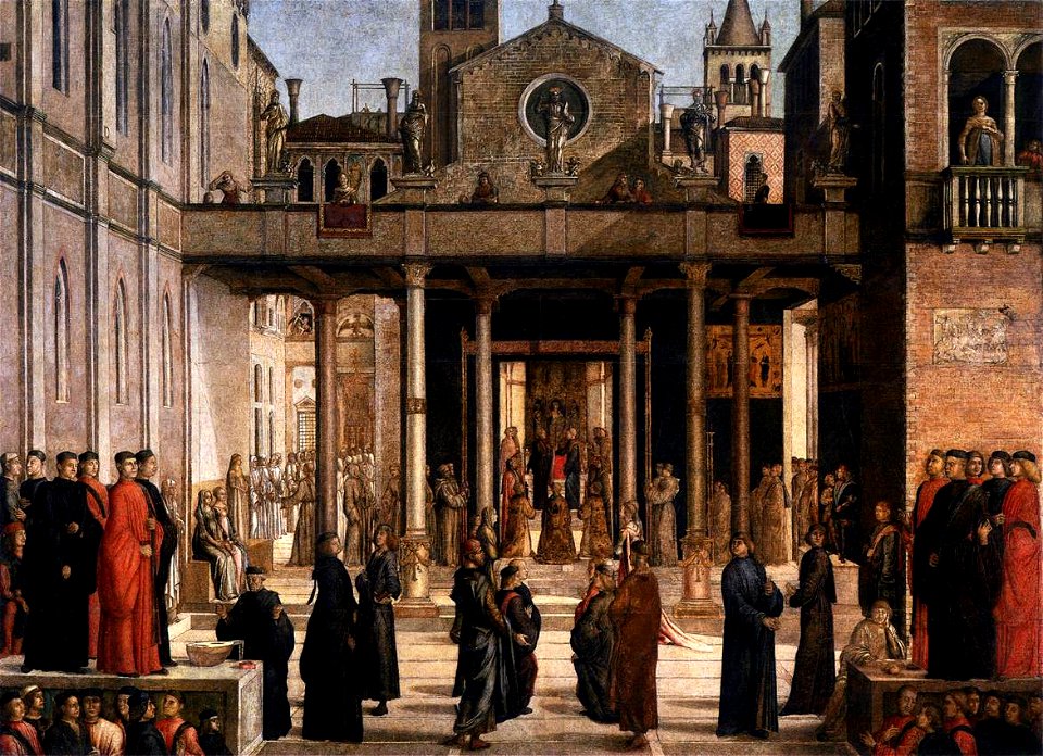 Lazzaro bastiani, Relic of the Holy Cross is offered to the Scuola Grande di San Giovanni Evangelista 01