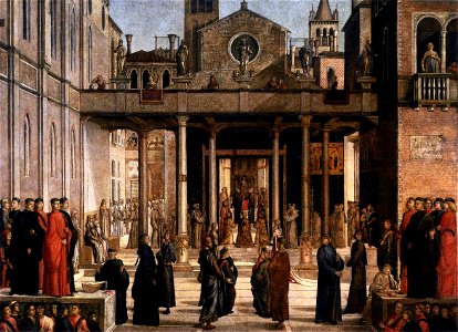 Lazzaro bastiani, Relic of the Holy Cross is offered to the Scuola Grande di San Giovanni Evangelista 01