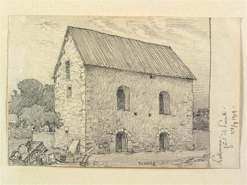 Lauks gård, Lokrume, Gotland. Medeltida packhus. Teckning av Ferdinand Boberg - Nordiska museet - NMA.0088043
