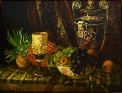 Still-life by August Laux, oil on canvas