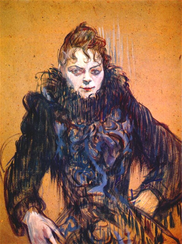 Lautrec woman with a black feather boa c1892