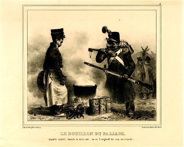 Le bouillon du passage; aimable enfant, timide et sans art, tu es l'orgueil de ton escouade (BM 1863,0725.446)