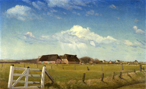 Laurits Andersen Ring - Fenced-in Pastures by a Farm with a Stork’s Nest on the Roof, DK1.11-B410