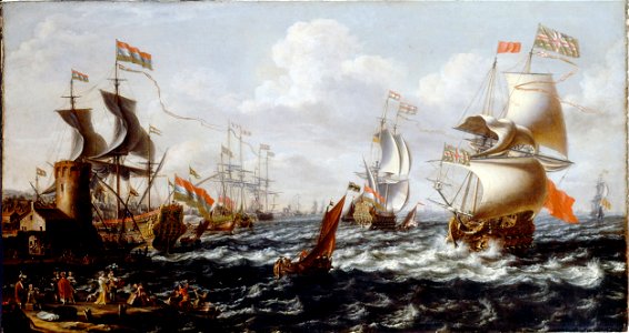Laureys a Castro - Ships in Rough Water off a Mediterranean Port