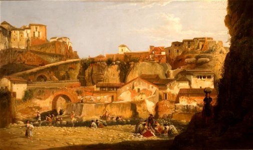Lavanderas al pie de la ciudad de Ronda, de Manuel Barrón (Museo de Bellas Artes de Sevilla)