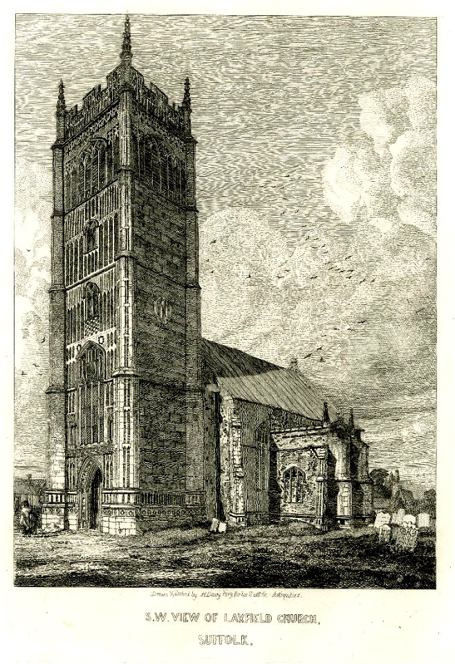 South west view of Laxfield church Suffolk by Henry Davy