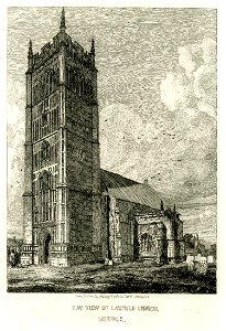 South west view of Laxfield church Suffolk by Henry Davy. Free illustration for personal and commercial use.