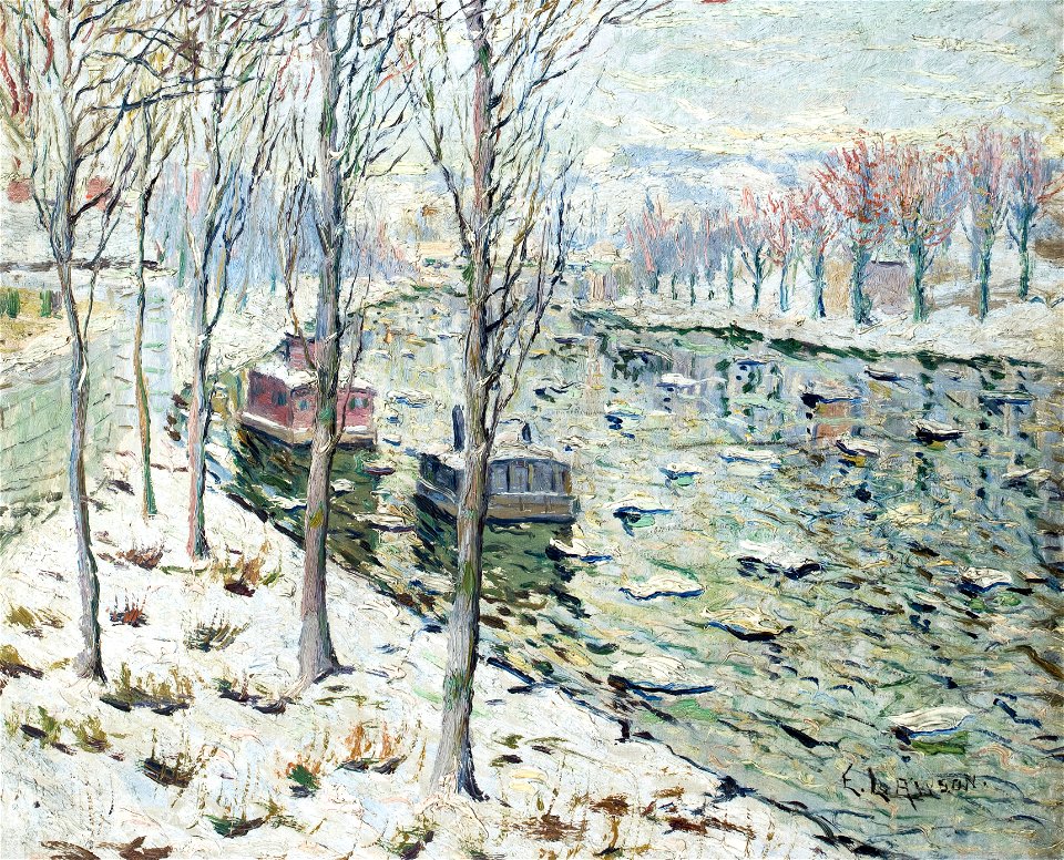 Ernest Lawson - Canal Scene in Winter (ca.1898)