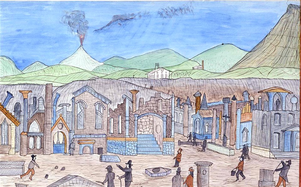 Lawrence W. Ladd - Ruins at Pompeii with Tourists - Smithsonian American Art Museum