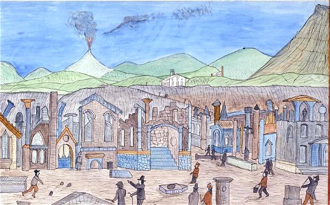 Lawrence W. Ladd - Ruins at Pompeii with Tourists - Smithsonian American Art Museum