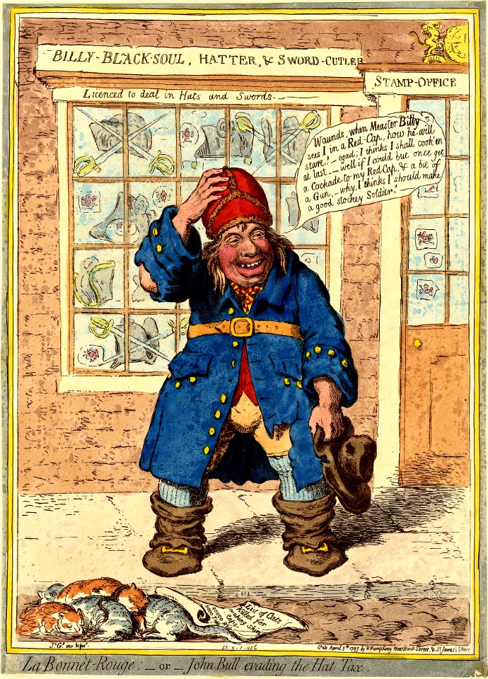 Le Bonnet-Rouge;-or-John Bull evading the hat tax. (BM 1851,0901.856)