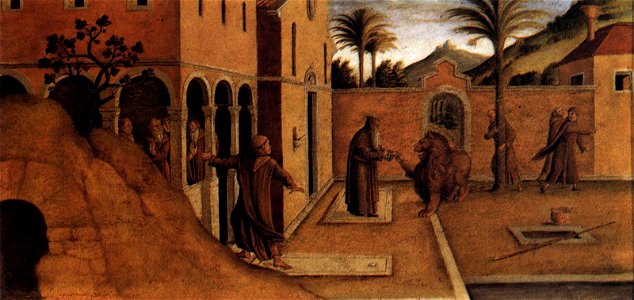 Lazzaro Bastiani - St Jerome Bringing the Lion to the Convent - WGA1488