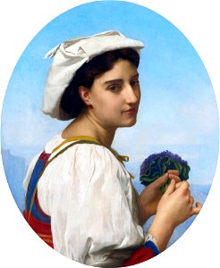 Le bouquet de violettes, by William-Adolphe Bouguereau. Free illustration for personal and commercial use.