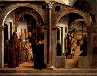 Lazzaro Bastiani - Communion of St Jerome - WGA1489. Free illustration for personal and commercial use.