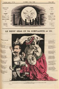 Le Boeuf gras et sa complainte par Gill - La Lune - 3 mars 1867. Free illustration for personal and commercial use.