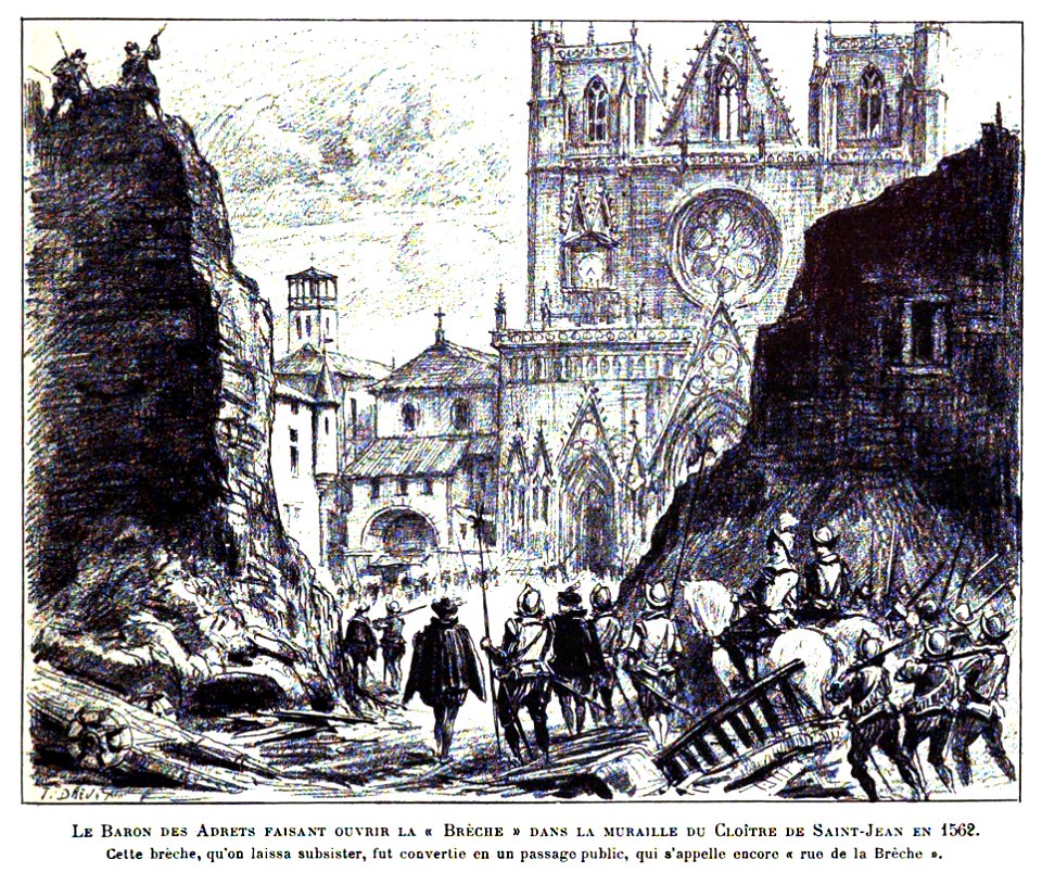Le baron des Adrets faisant ouvrir la brèche dans la murailles Saint-Jean en 1562