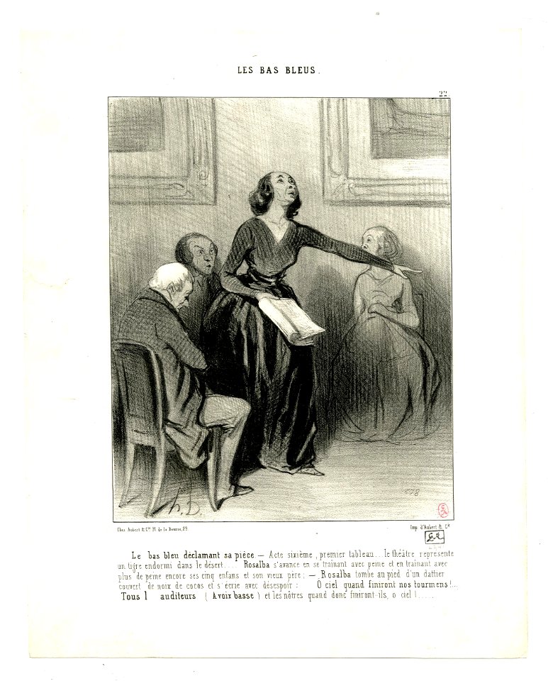 Le bas bleu déclamant sa pièce (The bluestocking reciting her play) (BM 1918,0511.123)