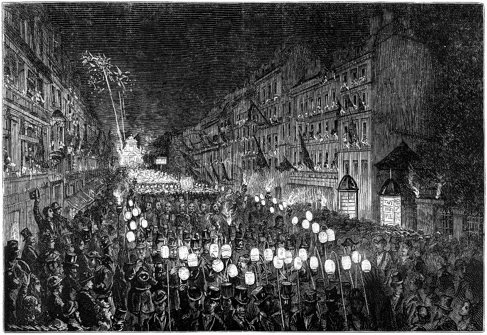 Le Wiener Maennergesangs-Verein à Bruxelles - Passage du cortège au boulevard Anspach