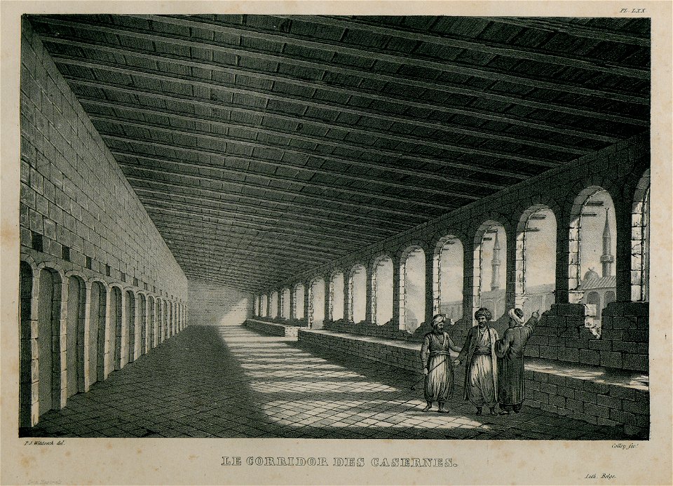 Le corridor des Casernes - Rottiers Bernard Eugène Antoine - 1828