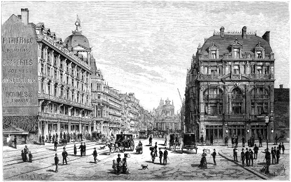 Le boulevard Anspach à Bruxelles en 1880