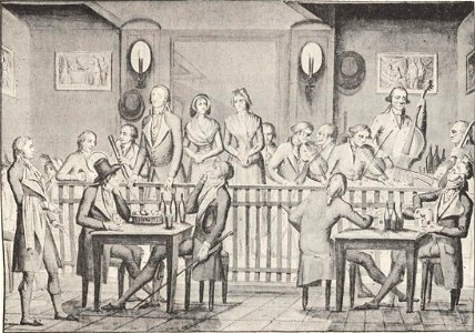 Le Café des Aveugles à Paris au Palais Royal vers 1800. Free illustration for personal and commercial use.