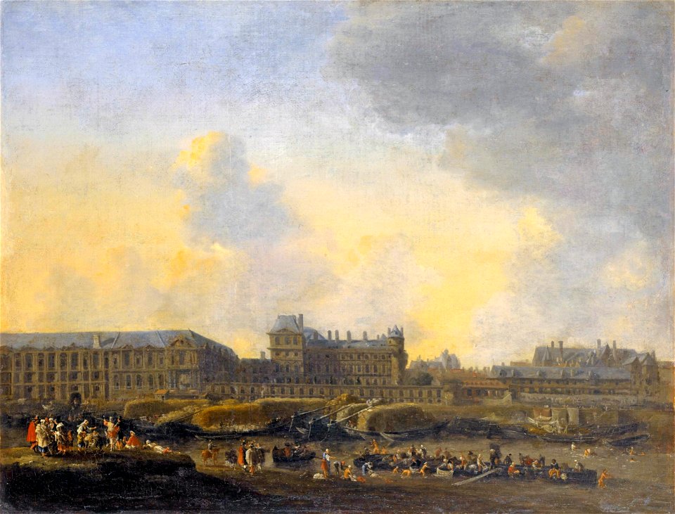 Le Louvre et l'Hôtel de Bourbon, vus de la rive gauche, vers 1650 - Musée Carnavalet (adjusted)