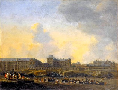 Le Louvre et l'Hôtel de Bourbon, vus de la rive gauche, vers 1650 - Musée Carnavalet (adjusted)