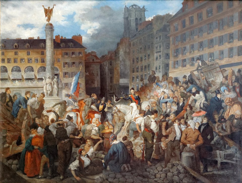 Le Duc d'Orléans traversant la place du Châtelet, le 31 juillet 1830 by Prosper Lafaye (Carnavalet P 2355)