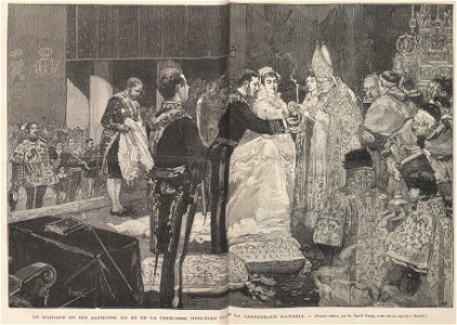 Le mariage du roi Alphonse XII et de la princesse Mercédés dans la cathédrale d'Atocha, de Vierge