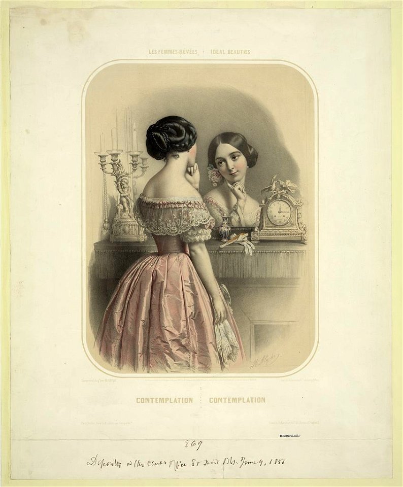 Le femme révées Ideal beauties ; Contemplation = contemplation - - compose & lithog. par M. Alophe ; Imp. lith. de Jacomme & Cie. LCCN99471879