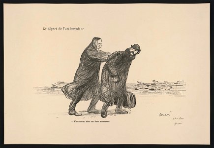 Le départ de l'ambassadeur. ous voulez donc me faire assassiner! LCCN2015648234