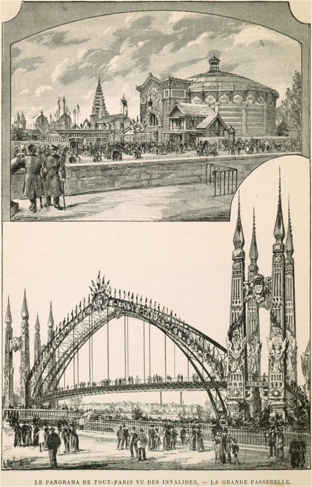 Le panorama de tout-Paris vu des Invalides. La grande passerelle