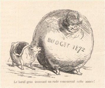 Le Monde Illustré - 3 février 1872 - Cham - Boeuf Gras. Free illustration for personal and commercial use.