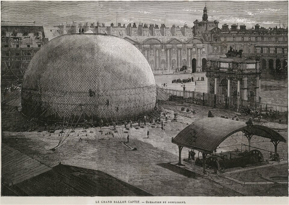 Le grand ballon captif. Opération du gonflement