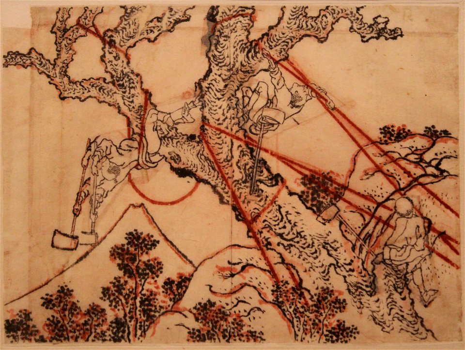 Le Fuji dans les montagnes Totomi - Hokusai preparatoire Guimet