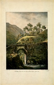 Le pont de Scia, sur la route de Gavarnie, Hautes-Pyénées. 22 Août 1821 The Bridge of Scia, on the road to Gavarnie, Hautes Pyrénées. August 22 1821 - Fonds Ancely - B315556101 A COLSTON 009